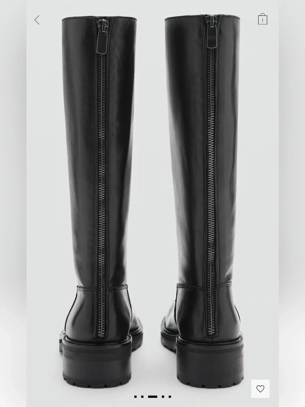 Mango High Leather Boots Black EU39 US8.5